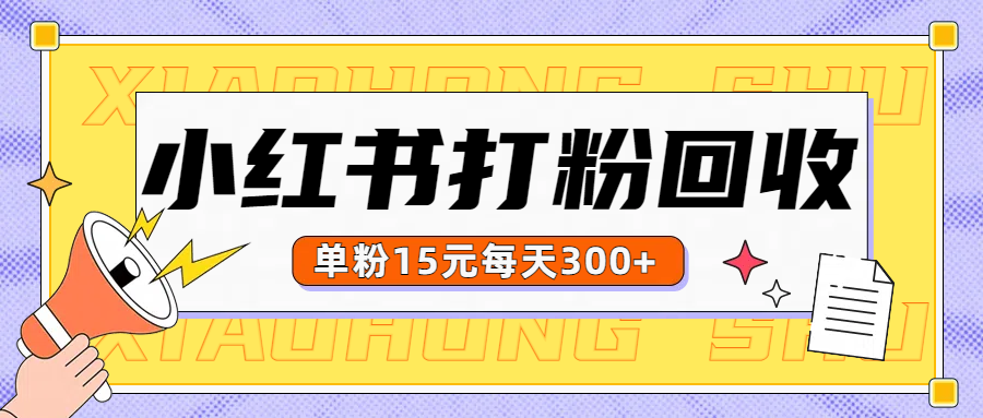 小红书打粉,单粉15元回收每天300+
